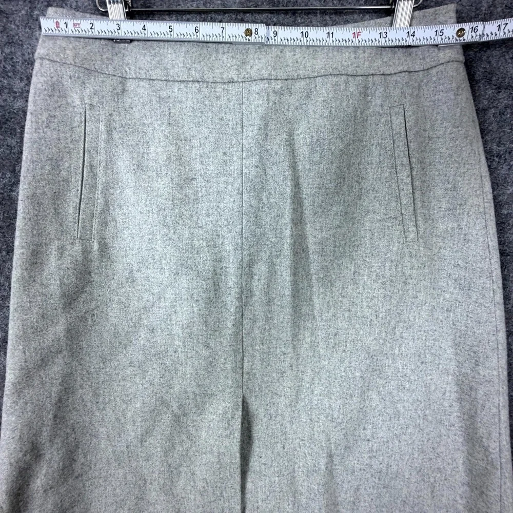 Banana Republic Pencil Skirt Womens 8 Gray Wool Back Zip Split Front Office Chic
